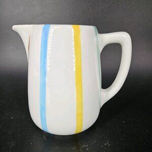 De Sphinx Parafeu White Ceramic Pitcher Small Striped Hand Decorated Holland